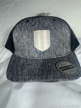 Men's Hold Fast Flag USA Gray Mesh Back Trucker Hat